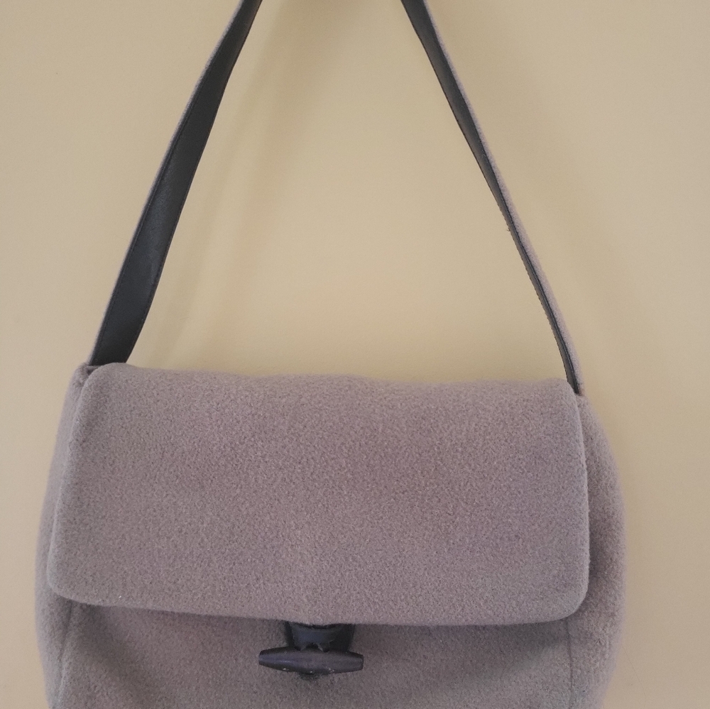 Ralph Lauren  Purse Shoulder Bag Tan Wool Viscose blend Toggle Closure
